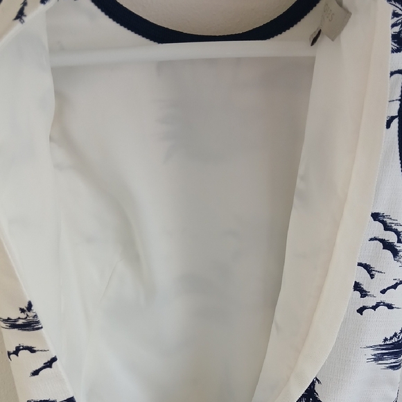 Hobbs London Dress White With Navy Nautical Print Sleeveless Size 2 - Picture 6 of 10